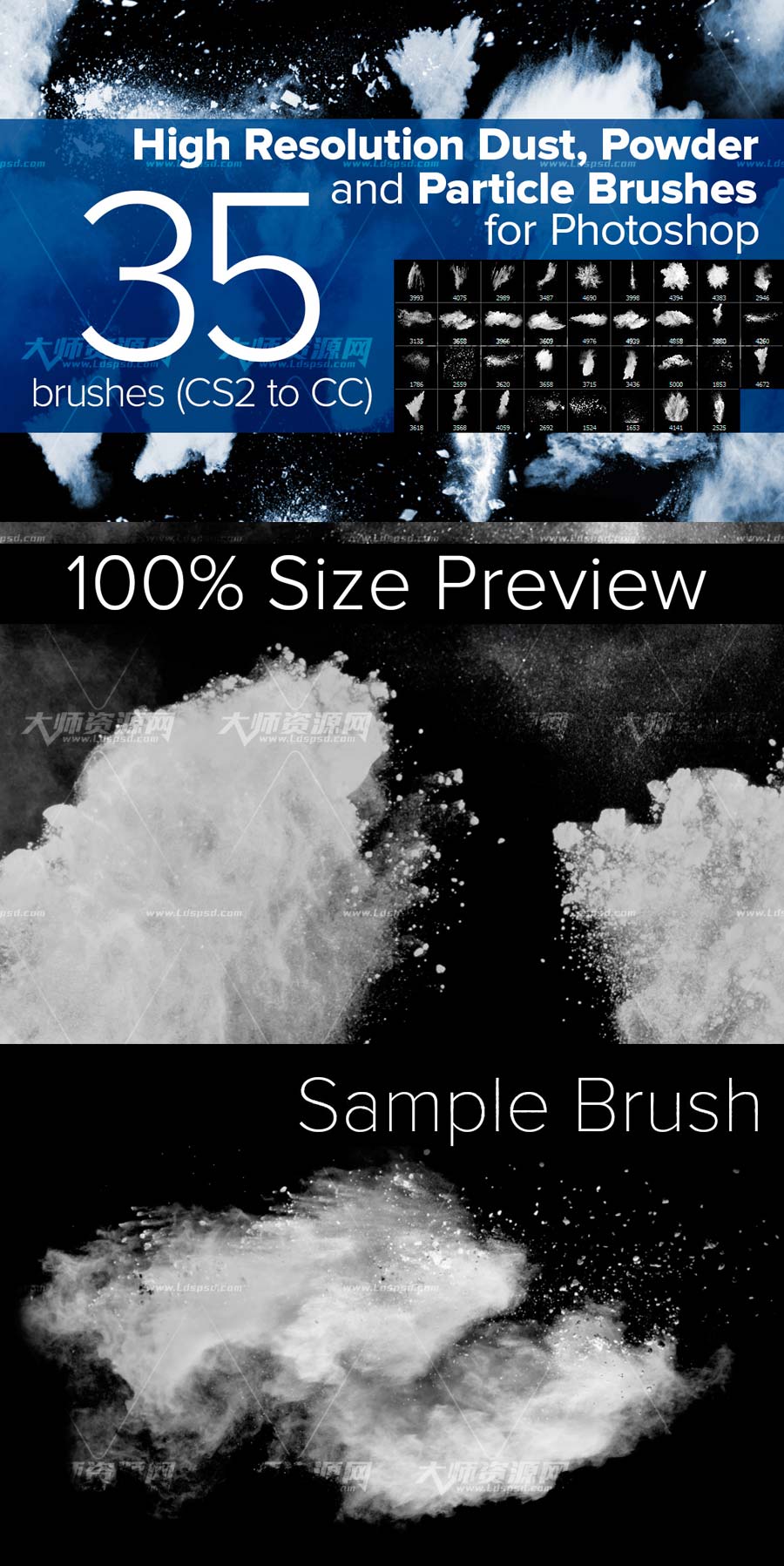 Dust, Powder and Particle Brushes,PS笔刷－35个高清的灰尘粉末颗粒